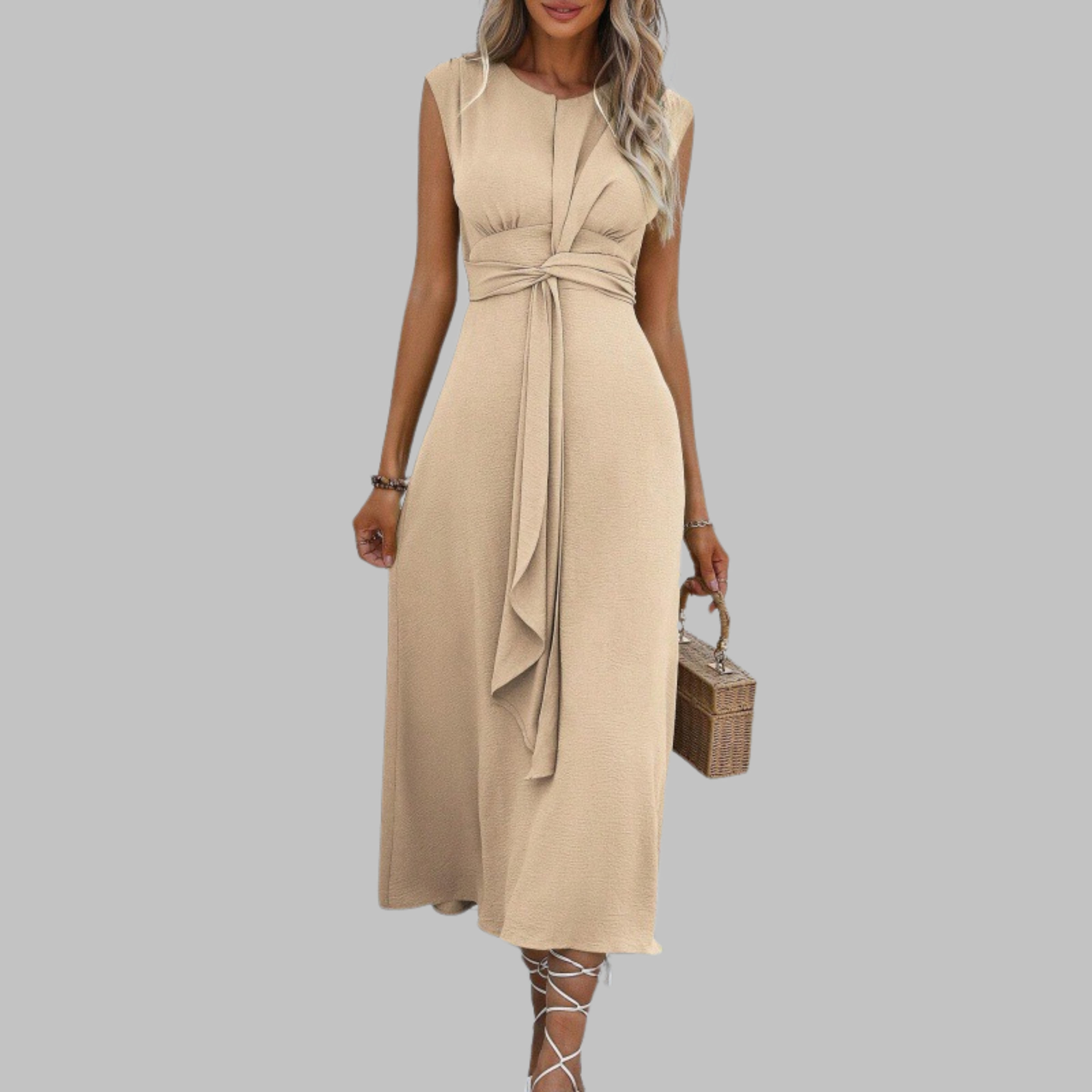Elegante Mouwloze Maxi Jurk met Ronde Hals