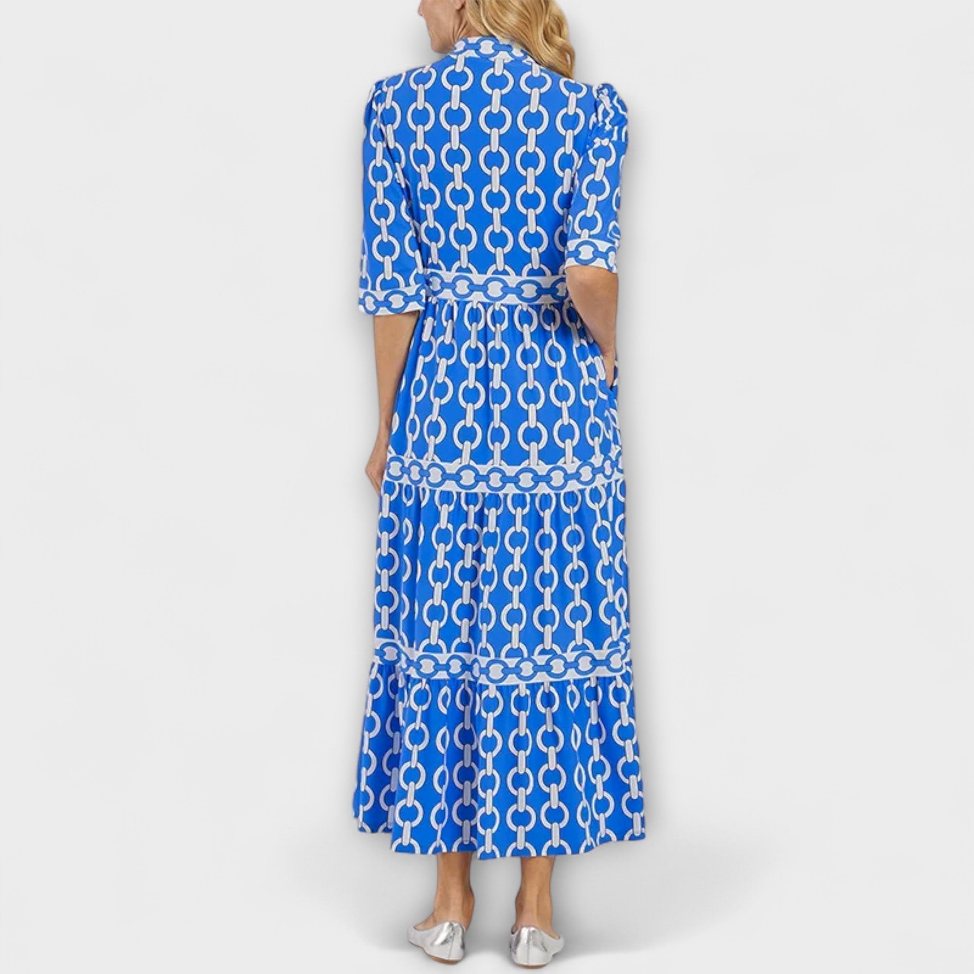 Wendy™ - Midi Jurk met Kettingpatroon