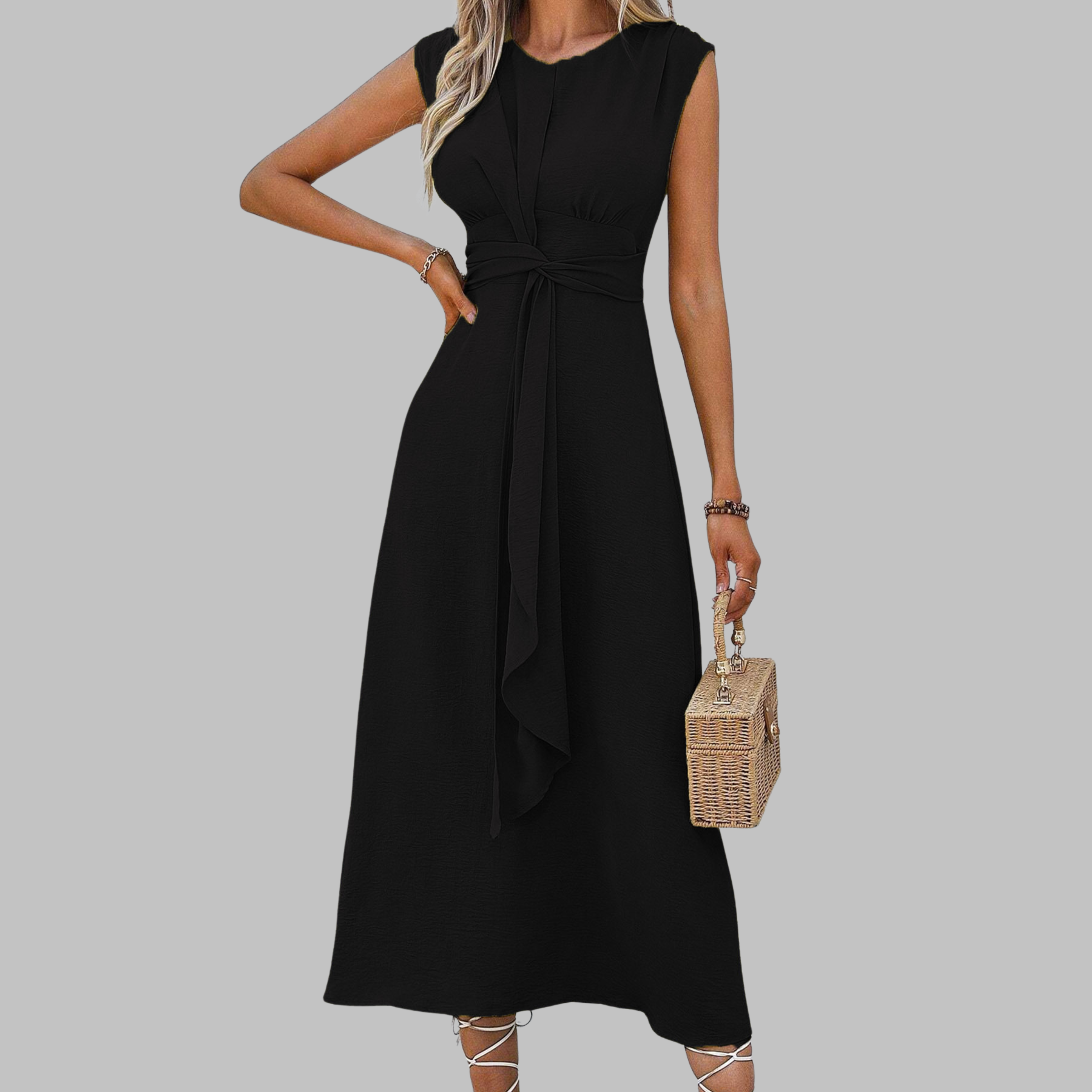 Elegante Mouwloze Maxi Jurk met Ronde Hals