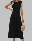 Elegante Mouwloze Maxi Jurk met Ronde Hals