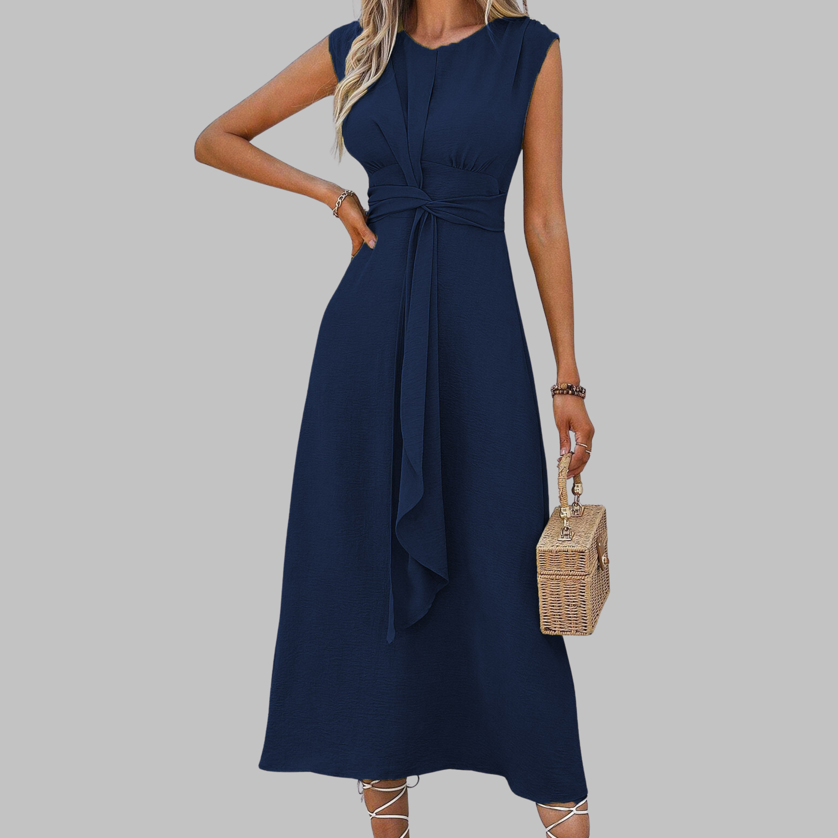 Elegante Mouwloze Maxi Jurk met Ronde Hals
