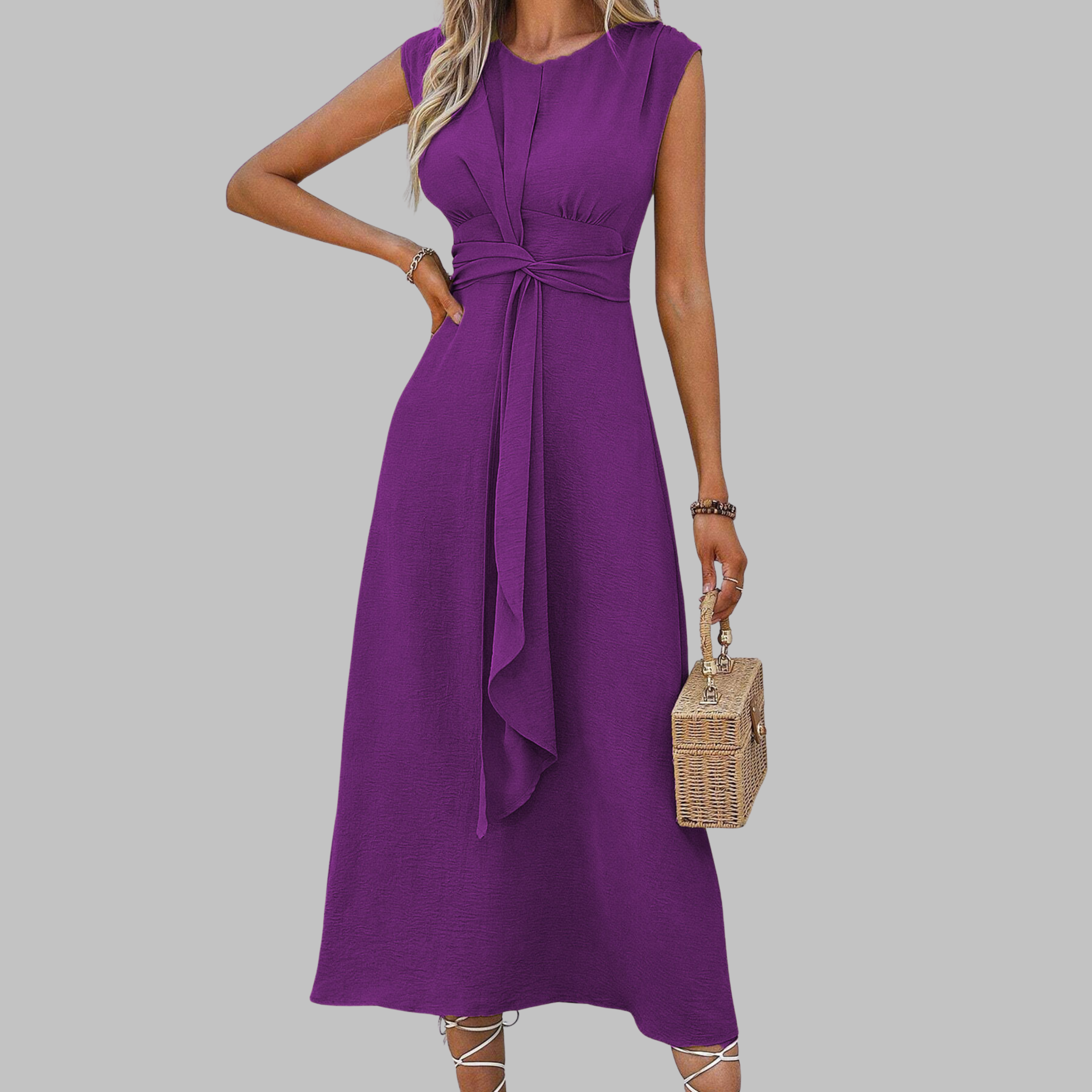 Elegante Mouwloze Maxi Jurk met Ronde Hals