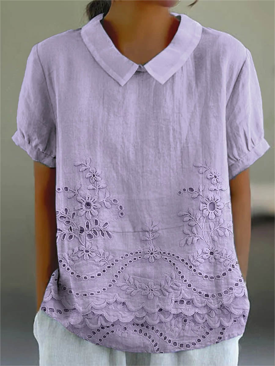 Lily - Blouse met Geborduurd Bloemenpatroon