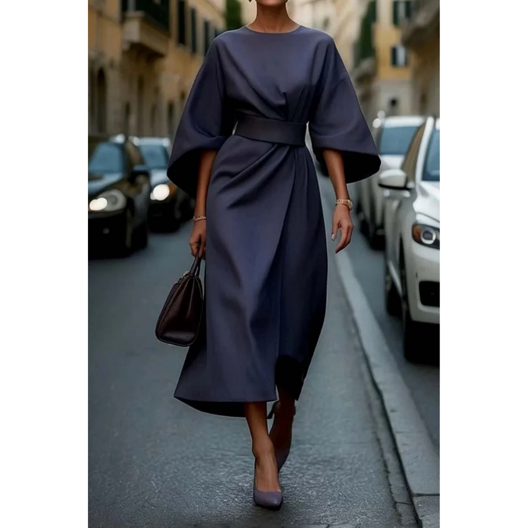 Celina | Elegante jurk met lantaarnmouwen en een stijlvolle ceintuur