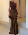 Anita™ - Elegante Geplooide Maxi Feestjurk met Eén Schouder