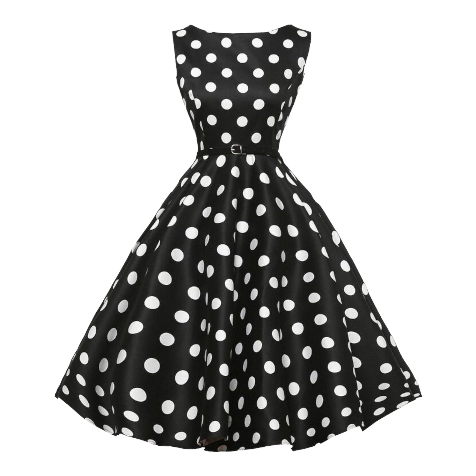 1950's Pin Up Bettie Page Polka Dot Print Uitlopende Jurk