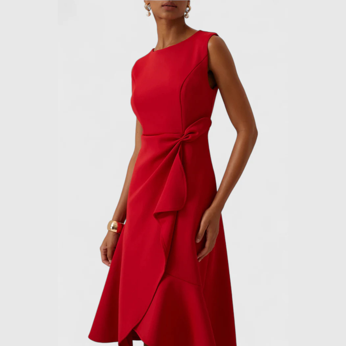 Sheila™ - Gedrapeerde Asymmetrische Midi Jurk