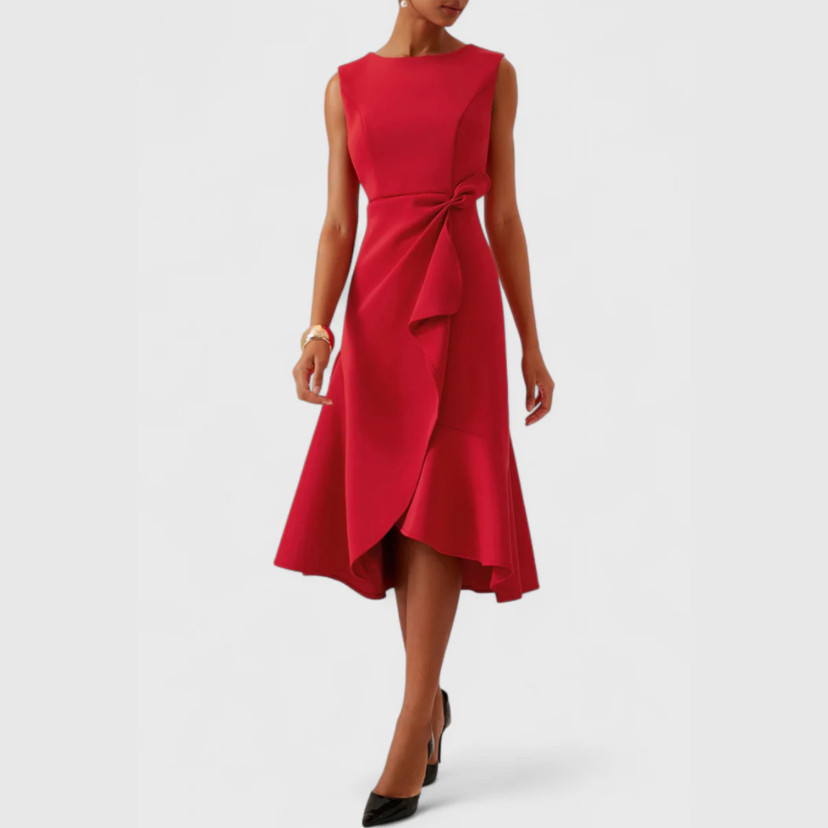 Sheila™ - Gedrapeerde Asymmetrische Midi Jurk