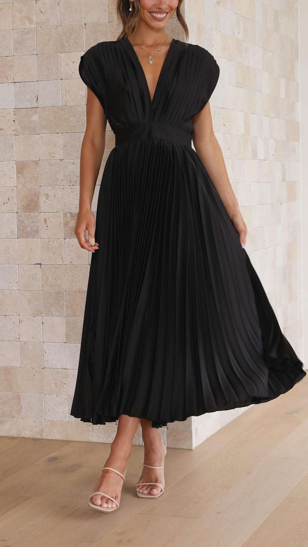Maria™ - Elegante Geplooide Maxi Jurk