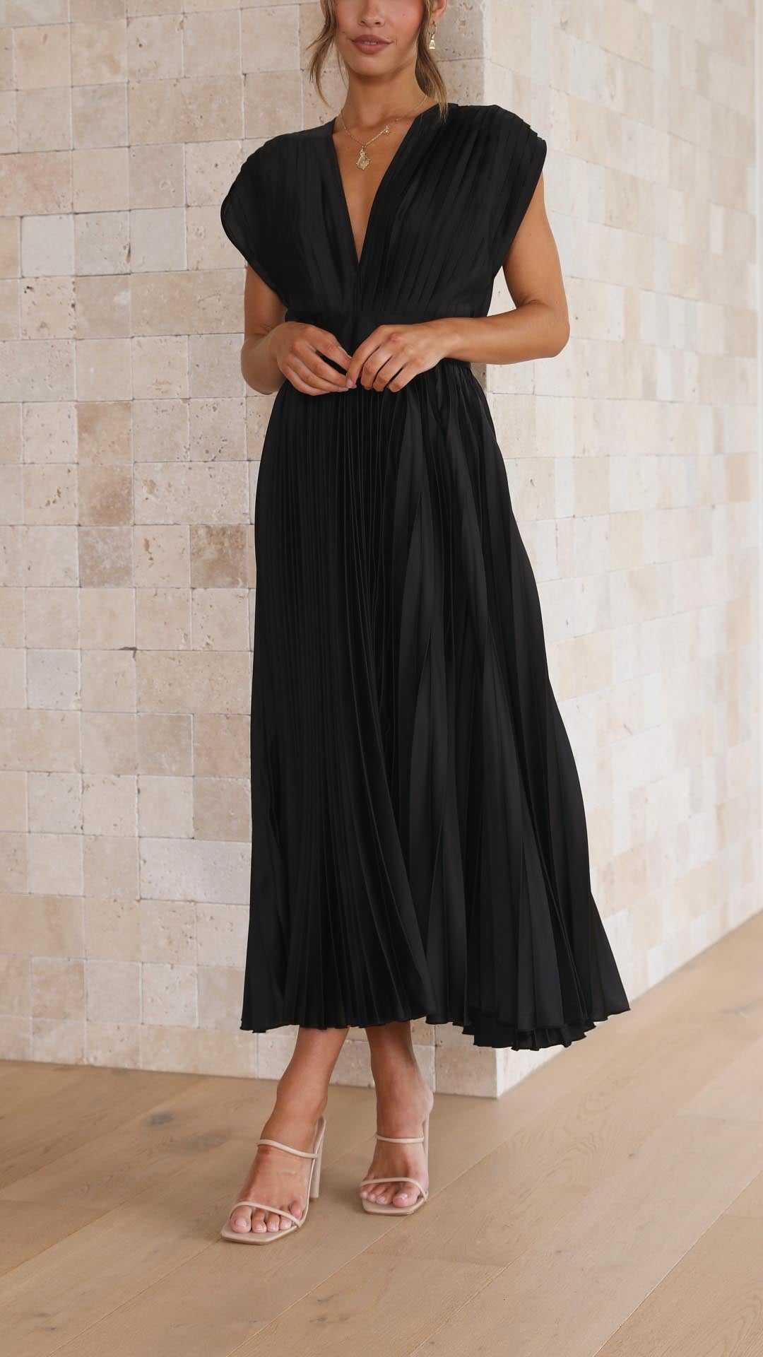 Maria™ - Elegante Geplooide Maxi Jurk