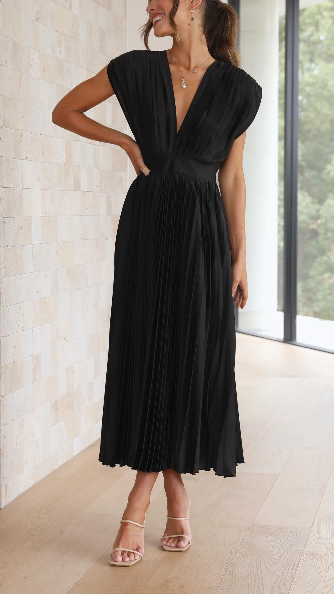 Maria™ - Elegante Geplooide Maxi Jurk