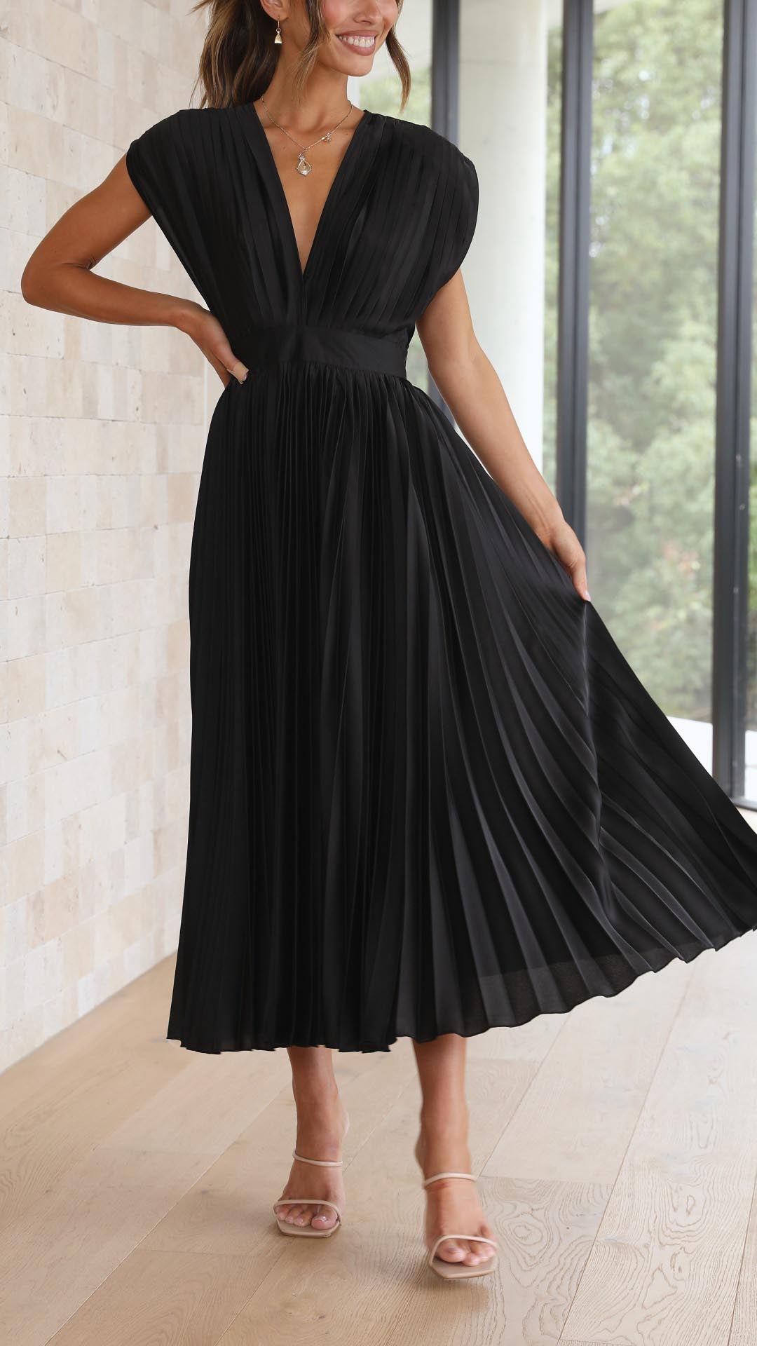 Maria™ - Elegante Geplooide Maxi Jurk