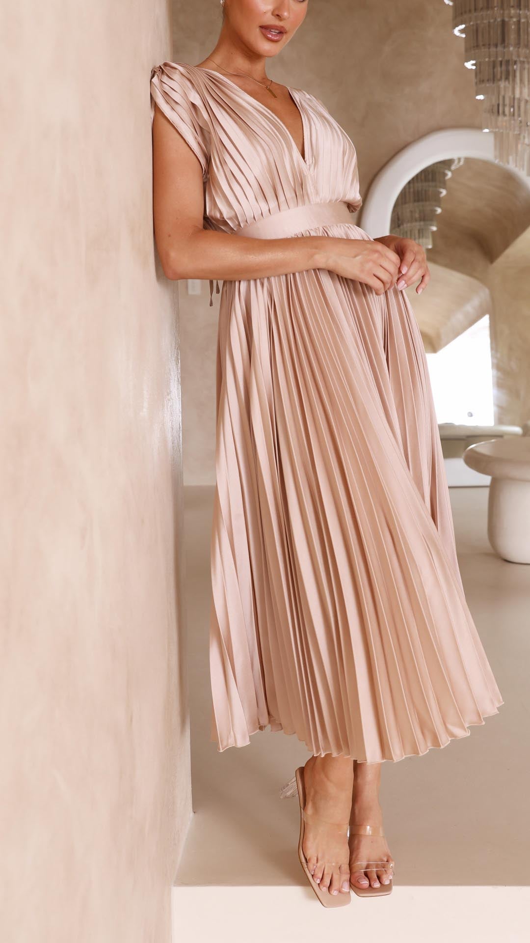 Maria™ - Elegante Geplooide Maxi Jurk
