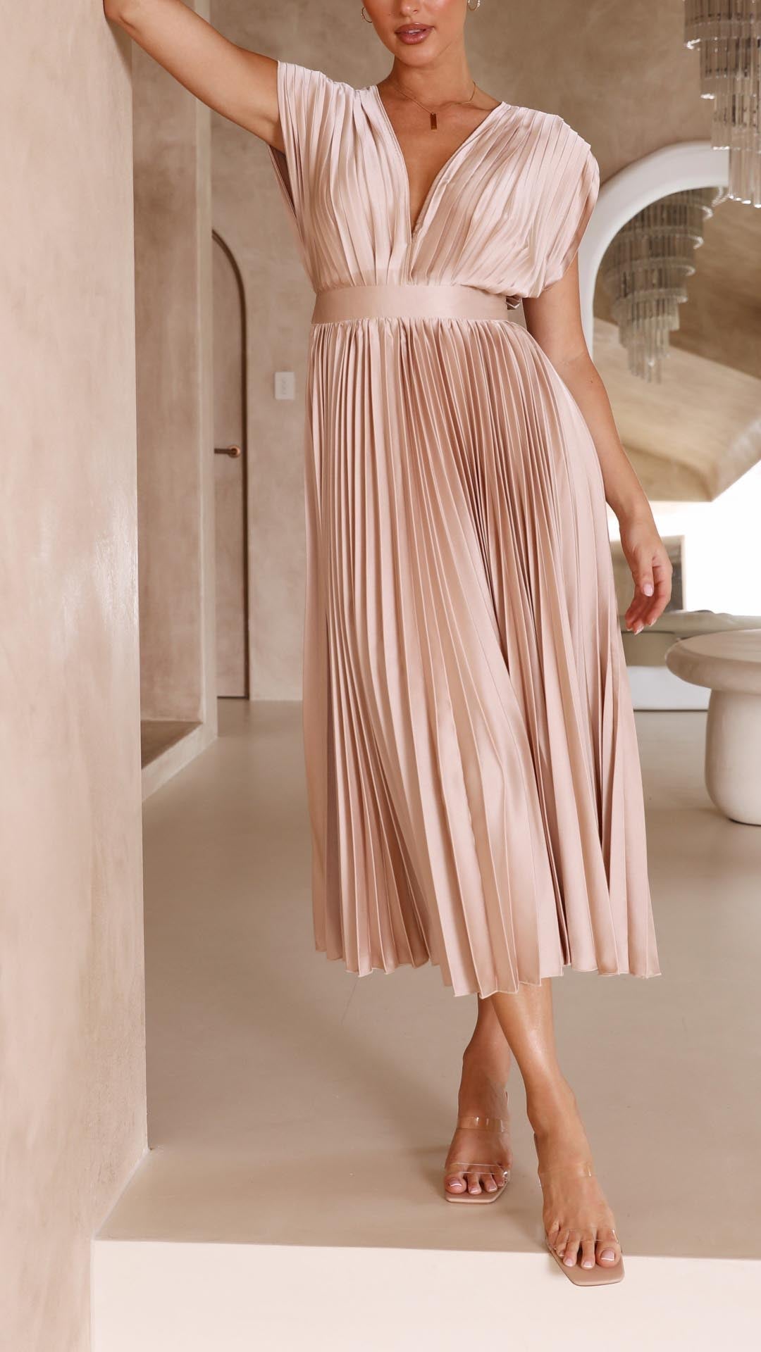 Maria™ - Elegante Geplooide Maxi Jurk