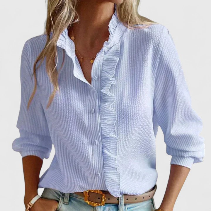 Verfijnde Blouse met Opstaande Kraag