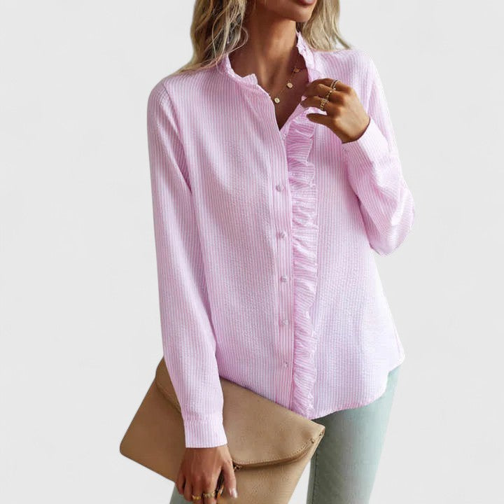Verfijnde Blouse met Opstaande Kraag