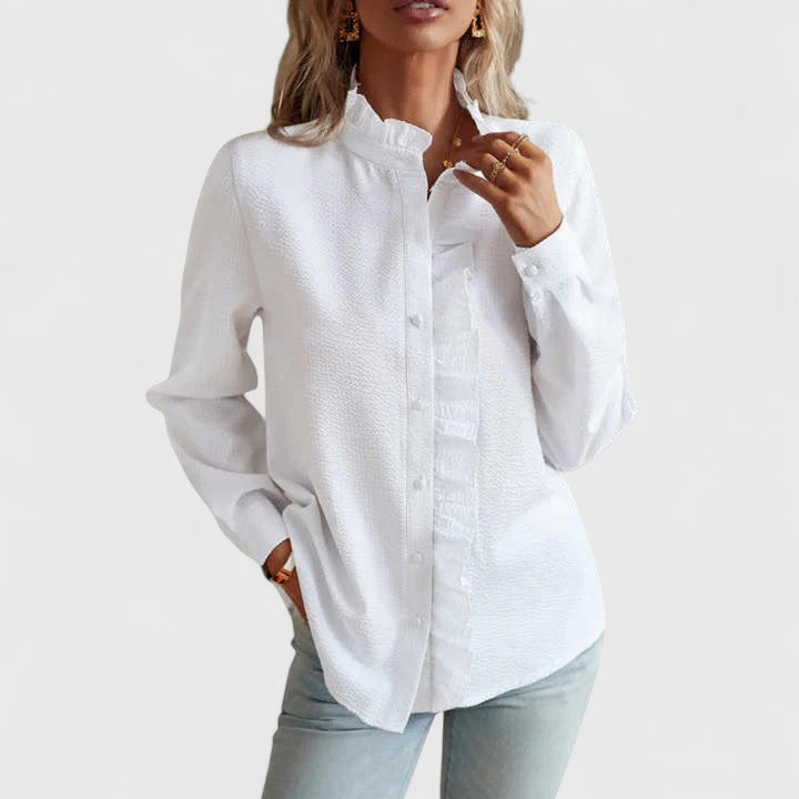 Verfijnde Blouse met Opstaande Kraag