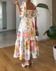 FABLE | ROMANTISCHE BLOEMEN MIDI JURK MET POFMOUWEN