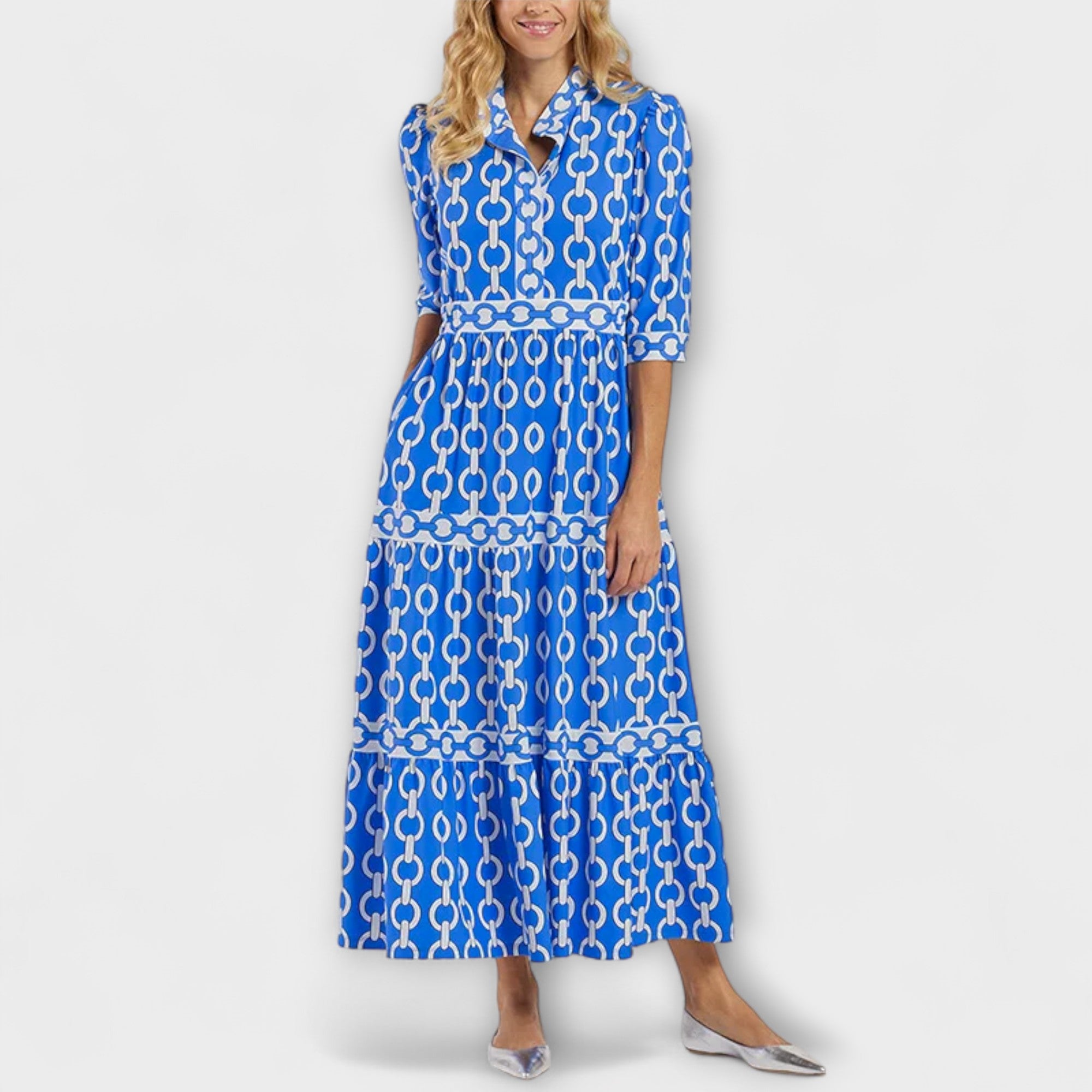 Wendy™ - Midi Jurk met Kettingpatroon