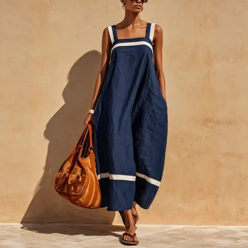 MDZ Maxi Jurk | Chocolate &amp; Cream Contrast