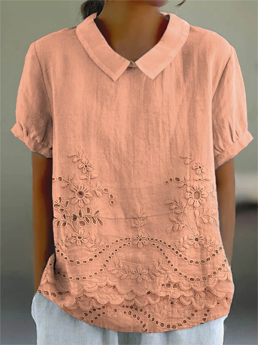 Lily - Blouse met Geborduurd Bloemenpatroon