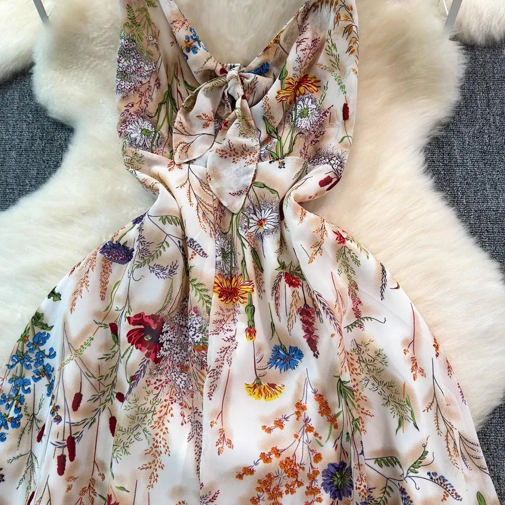 Plus Size Bloemenprint Spaghetti Band Midi Jurk