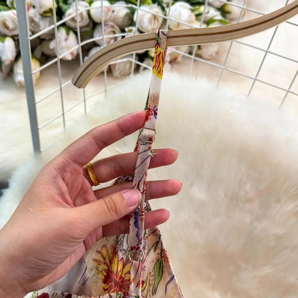 Plus Size Bloemenprint Spaghetti Band Midi Jurk