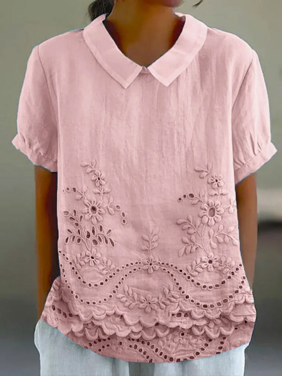 Lily - Blouse met Geborduurd Bloemenpatroon