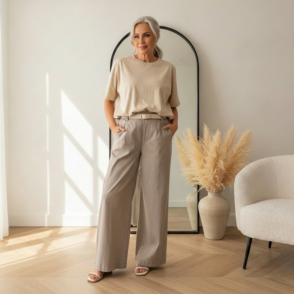 Wijde Pantalon met Riem - Comfortabel &amp; Elegant