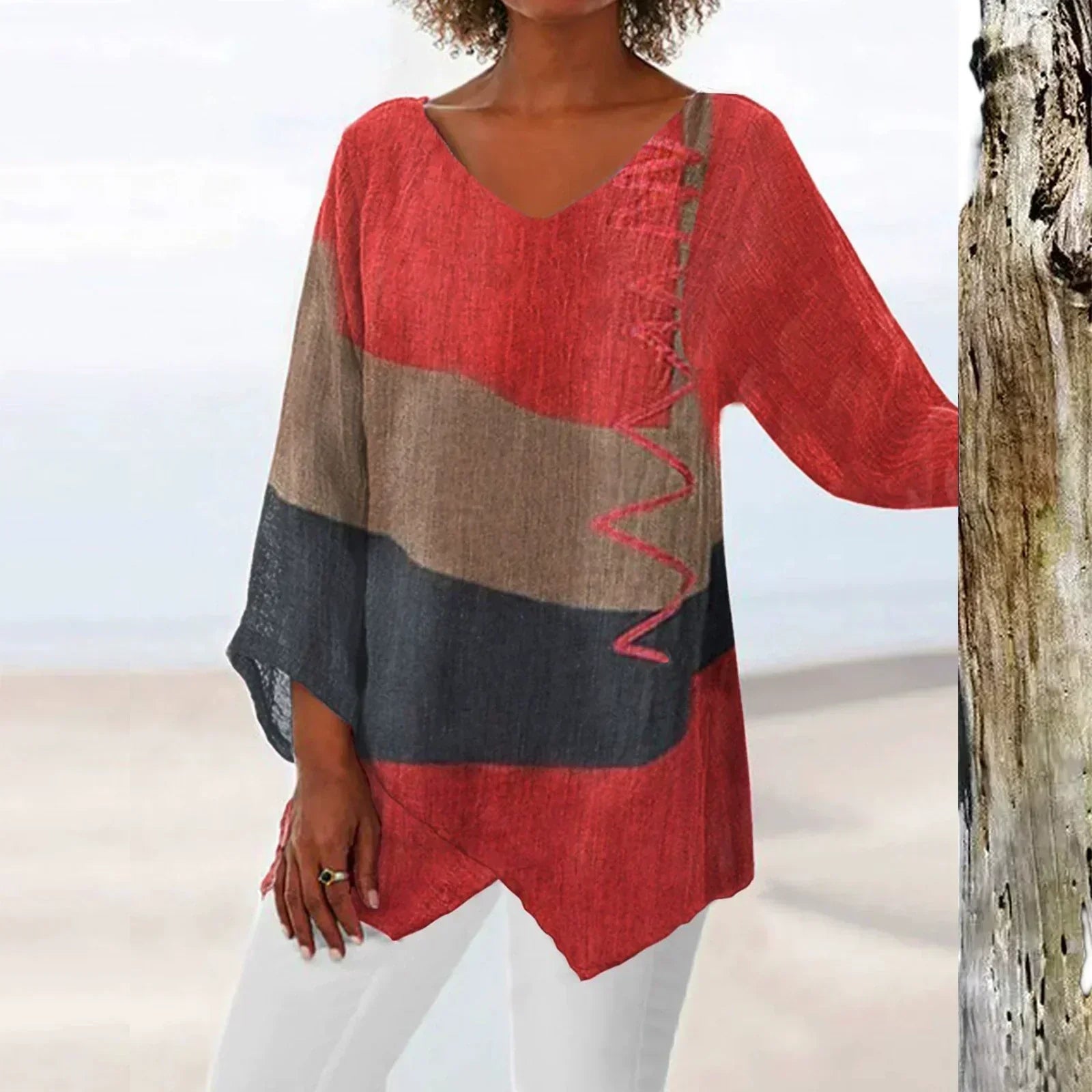 Crystal™ | Artistiek Lang Shirt met V-Hals