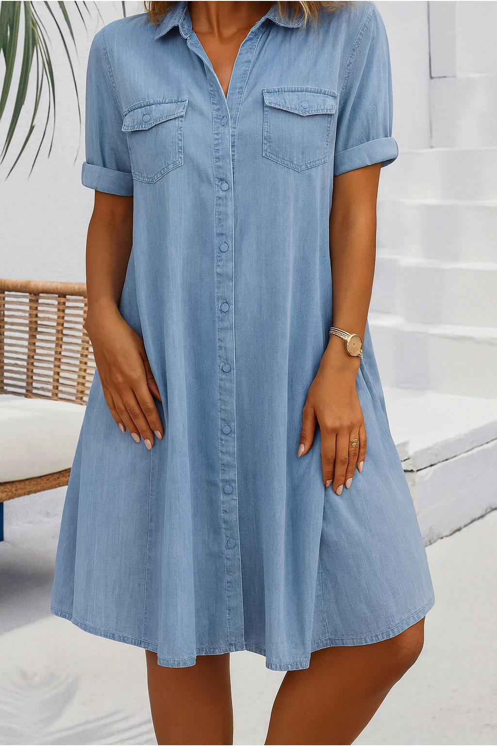 Jennifer™ - Lichtgewicht Denim-look Jurk