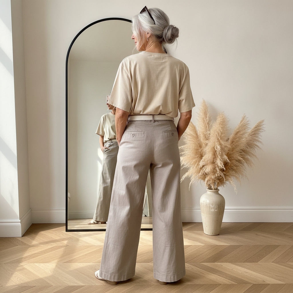 Wijde Pantalon met Riem - Comfortabel & Elegant — back view