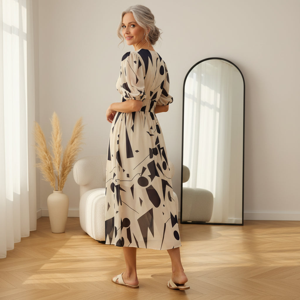 Violet | Elegante V-Hals Jurk voor Dames — back view