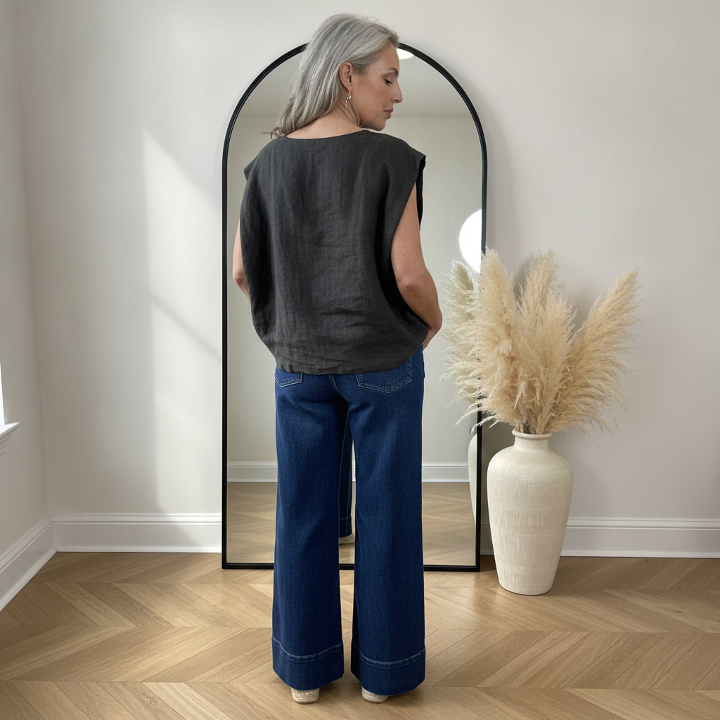Tessa Linnen Bubble Top — back view