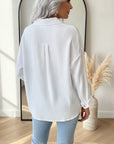 Korte Oversized Mousseline Blouse Wit - Luchtig & Veelzijdig — back view