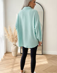 Korte Oversized Mousseline Blouse - Lichtmint — back view