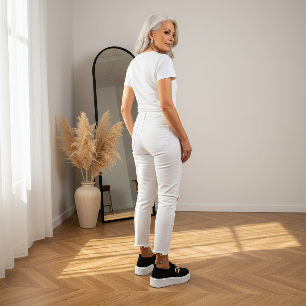 Maria - Elegante Schoenen met Decoratieve Metalen Ketting — back view