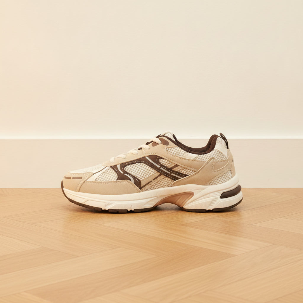 Nova 2.0 Trendy Sneaker - Beige/Chocoladebruin — back view