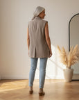 Veloria Elegante Blazervest - Mocca — back view