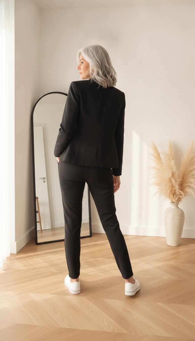 Classic Stof Broek - Comfortabel &amp; Stijlvol / Zwart — back view