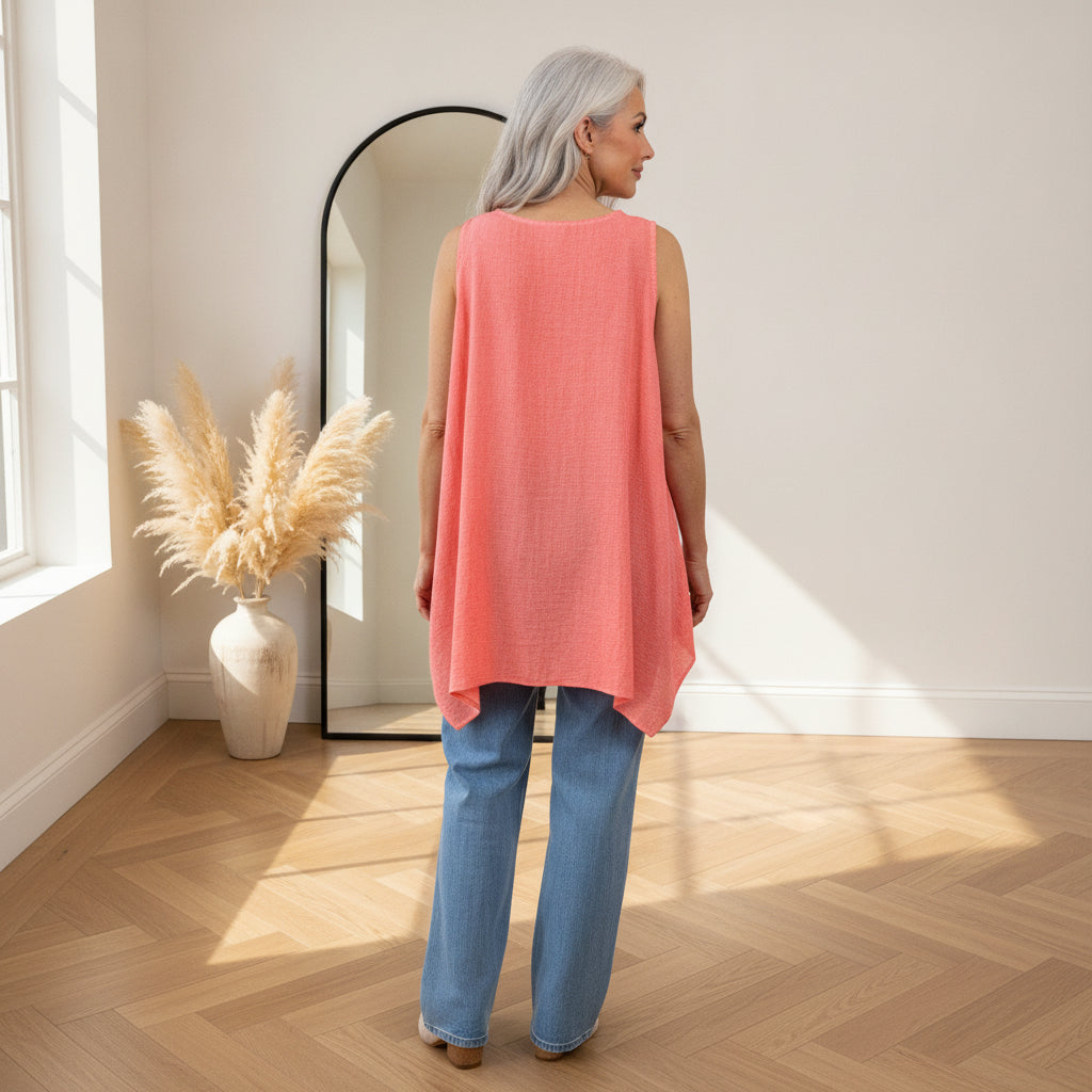 Harriet Katoenen Zomertop met Strikdetail — back view