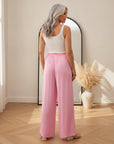 Luxe Viscose Broek met Satijnen Glans - Zacht Roze — back view