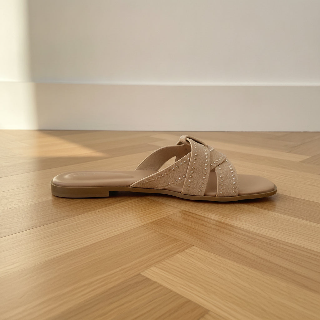Spark - Elegante Slip-On Sandaal - Beige — back view