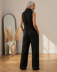 Mouwloze Tuinbroek met Witte Zoom — back view