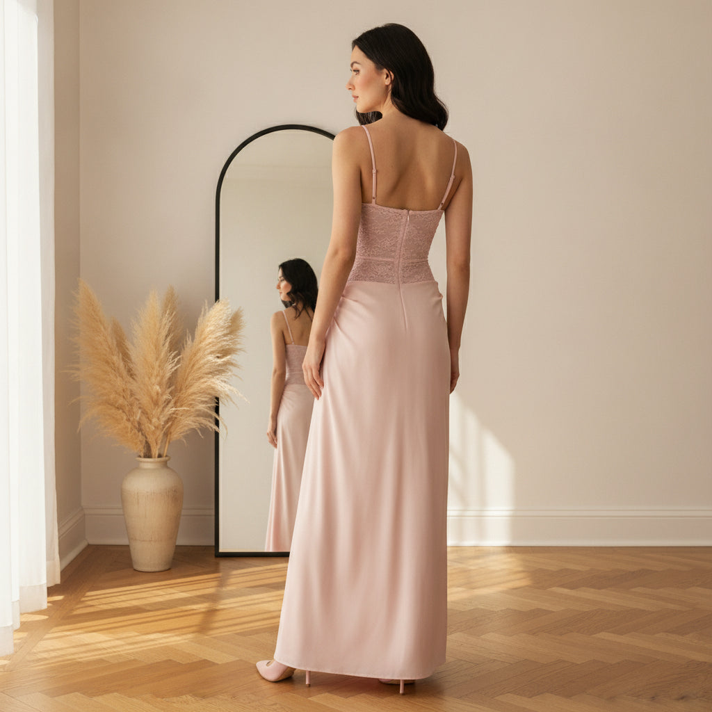 ARIA | Rose Muse Maxi Jurk — back view