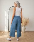 Geplisseerde Broek met Binnenbroek - Denimblauw — back view