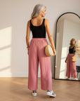 Geplisseerde Broek met Comfortabele Binnenbroek - Lichtroze Bes — back view