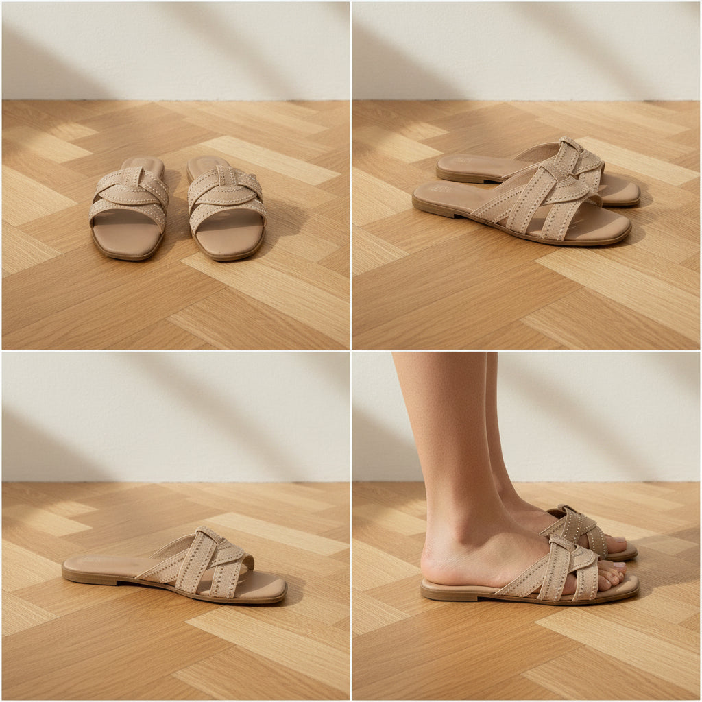 Spark - Elegante Slip-On Sandaal - Beige — details