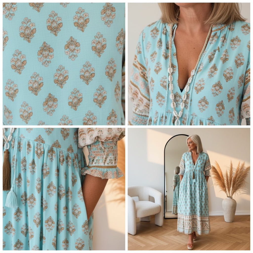 Audrey™ | Boho Midi Jurk met Kwastjes — details