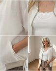 Elegante Viscose Blouson in Lichtbeige - Tijdloze Stijl — details